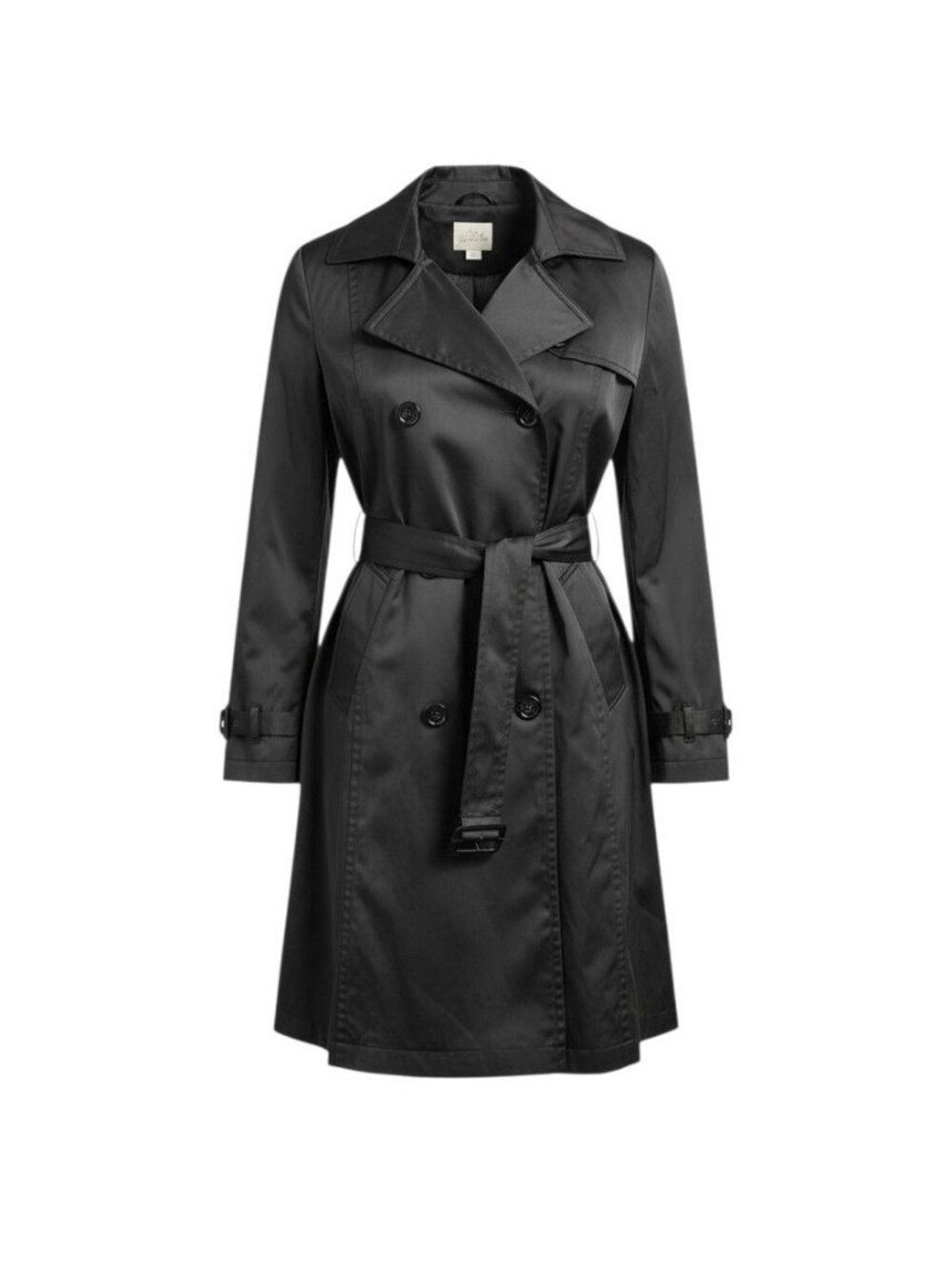 Black Belted Trench Coat Womens Size 18 Long Elegant Legs